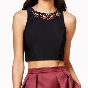 XSCAPE CRYSTAL EMBELLISHED CROP TOP