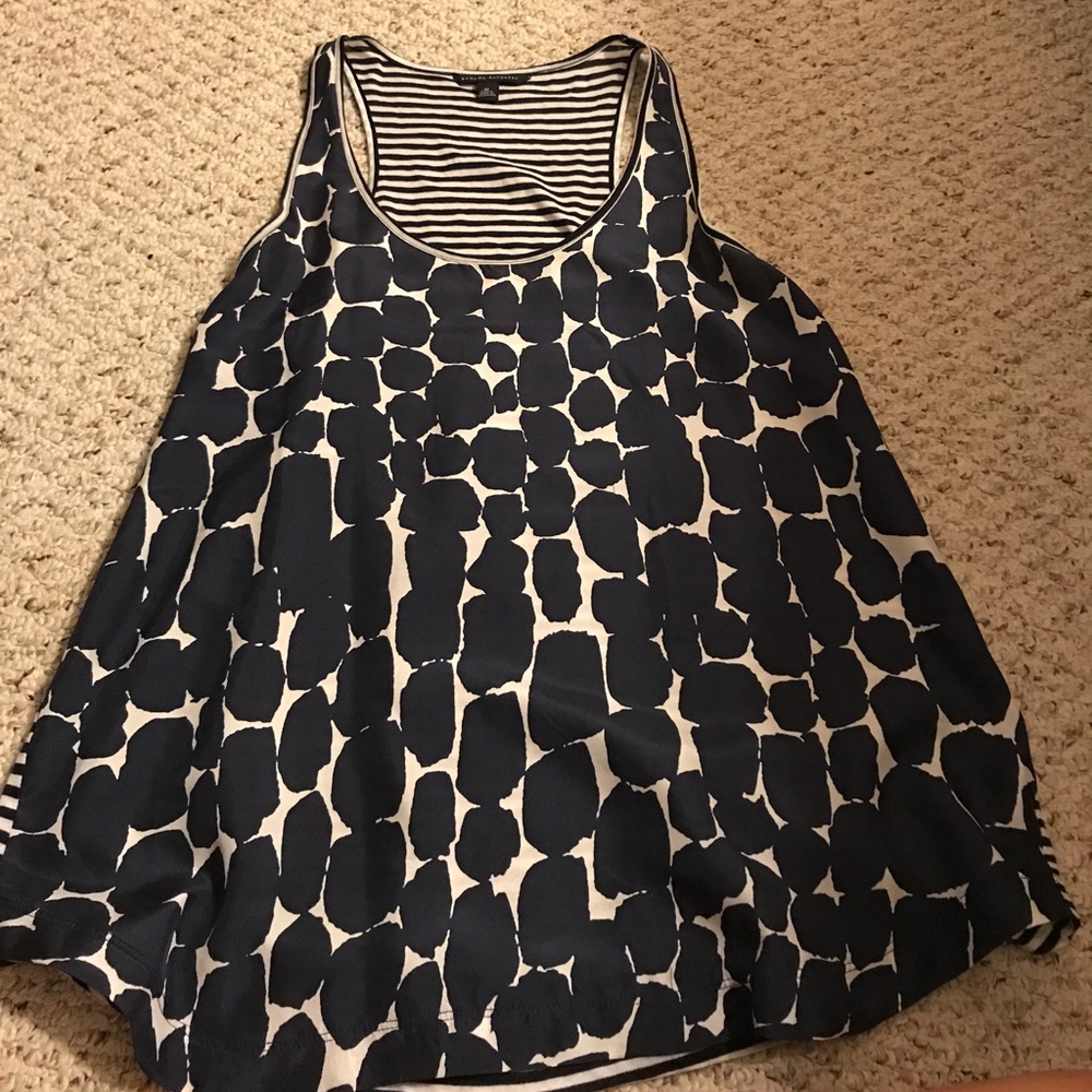 Banana Republic silk front navy tank