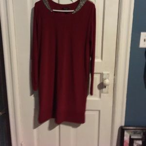 Long sleeve red daisy fuentes dress size m