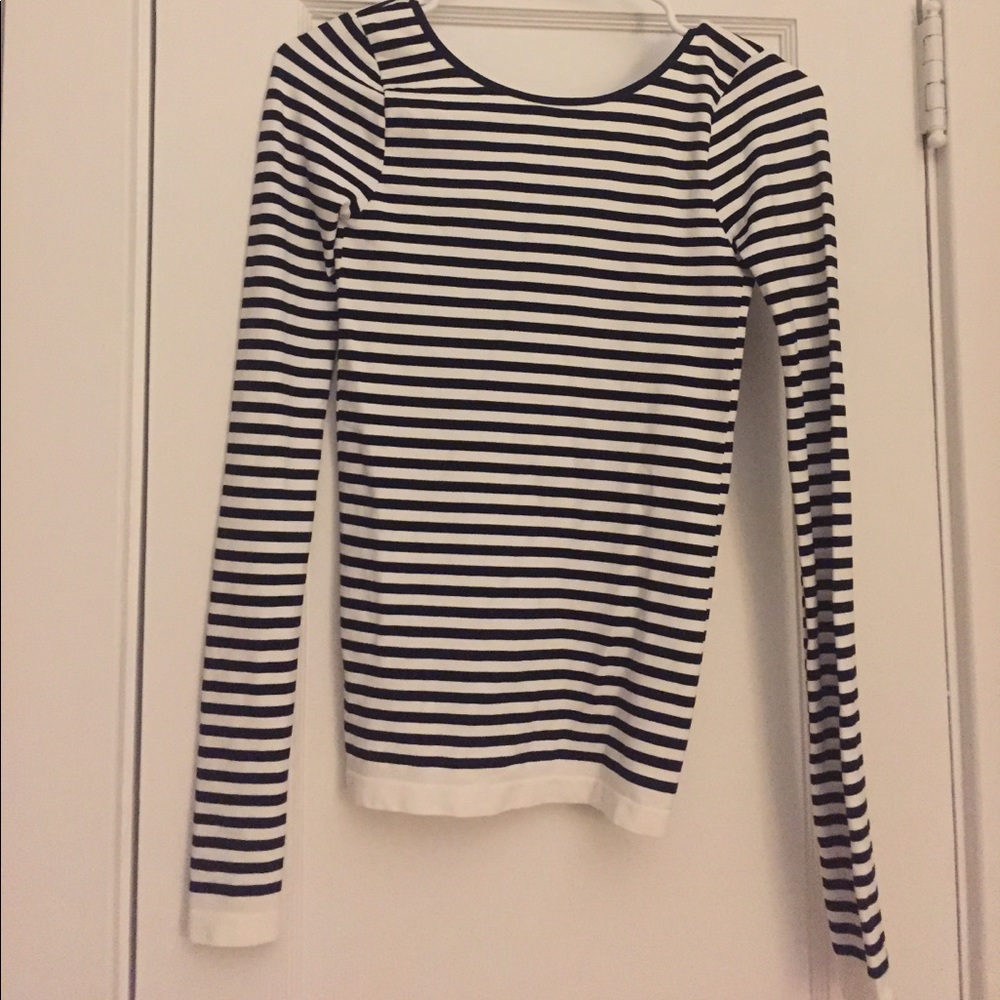 Classic navy and white stripe long sleeve shirt
