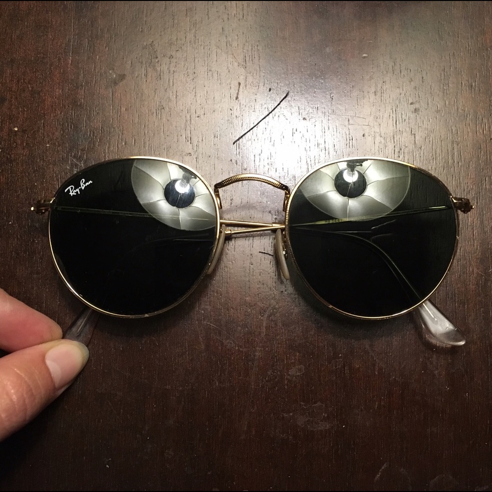 Ray-Ban sunglasses round gold tone metal