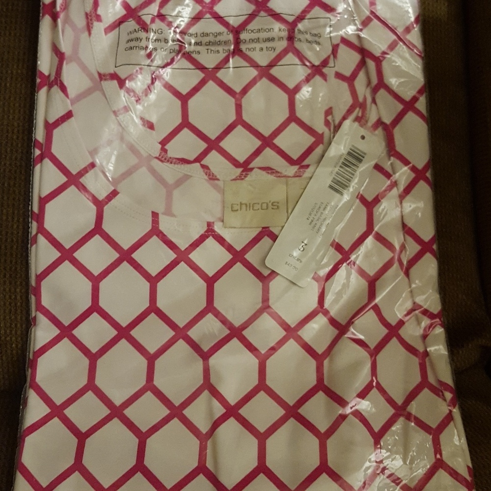 Chicos Pink Honeycomb Tank sz 2 or 3 NEW - Picture 2 of 5