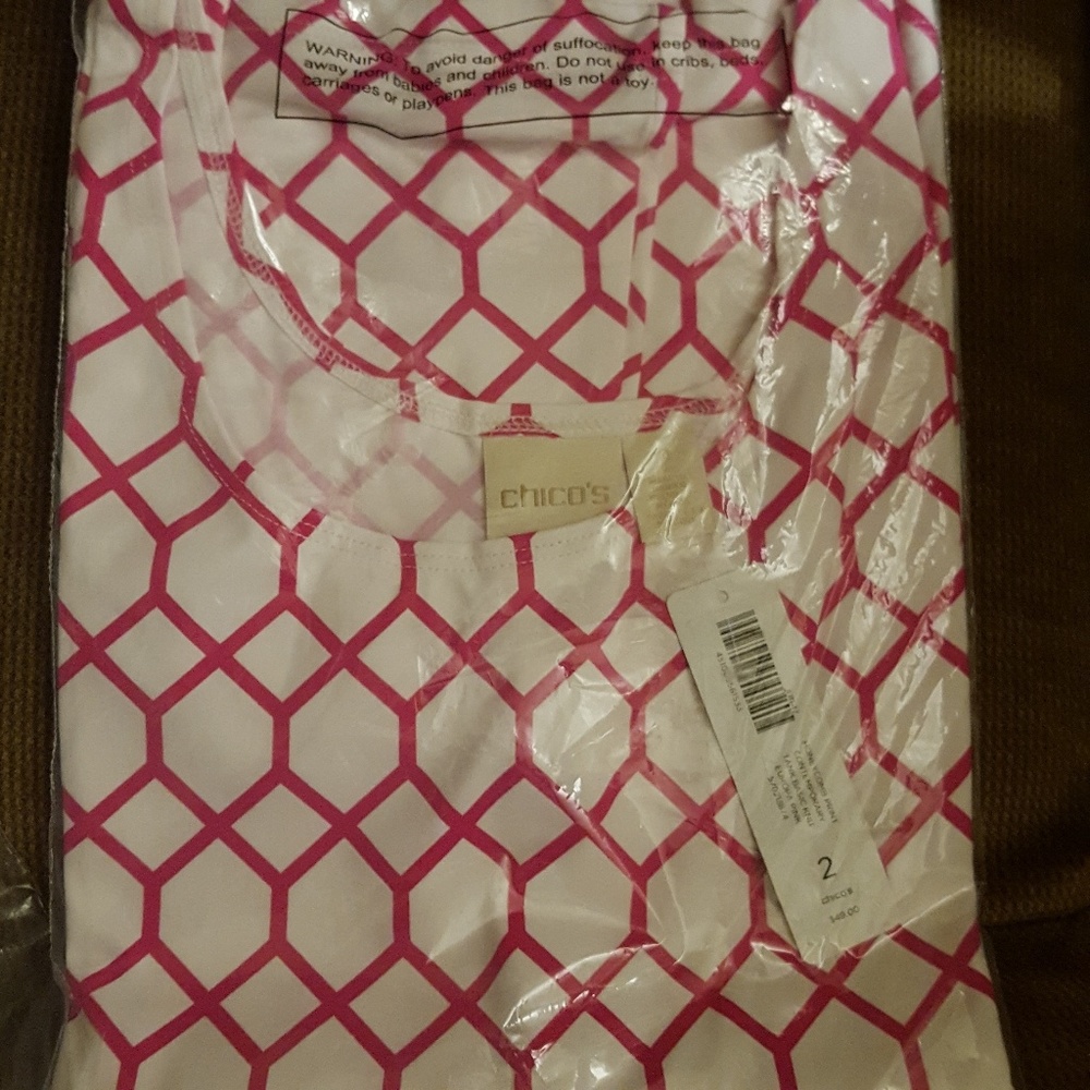 Chicos Pink Honeycomb Tank sz 2 or 3 NEW - Picture 3 of 5