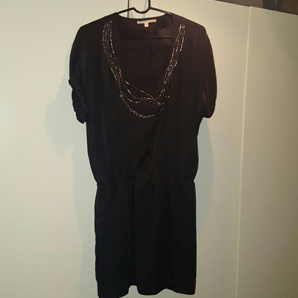 Black bead embellished top/dress