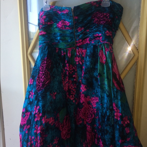 Fuchsia, teal and green floral homecoming dress - Picture 2 of 3