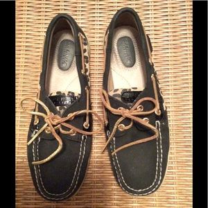 Sperry / Blk suede & leopard / Size 8