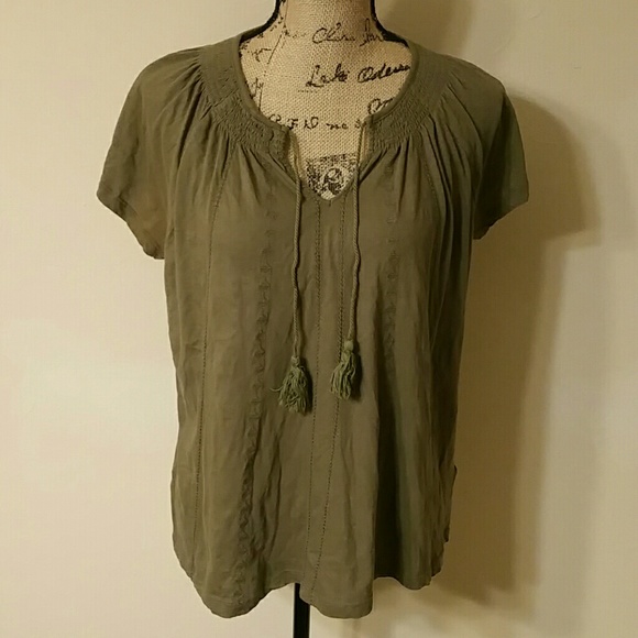 Ralph Lauren Tops - {Ralph Lauren} Olive Green Peasant Blouse