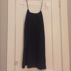 Classic black silk dress with thin straps