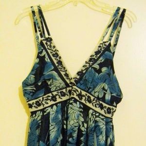 NWOT Blue Print V-Neck Empire Chiffon Mini Dress L