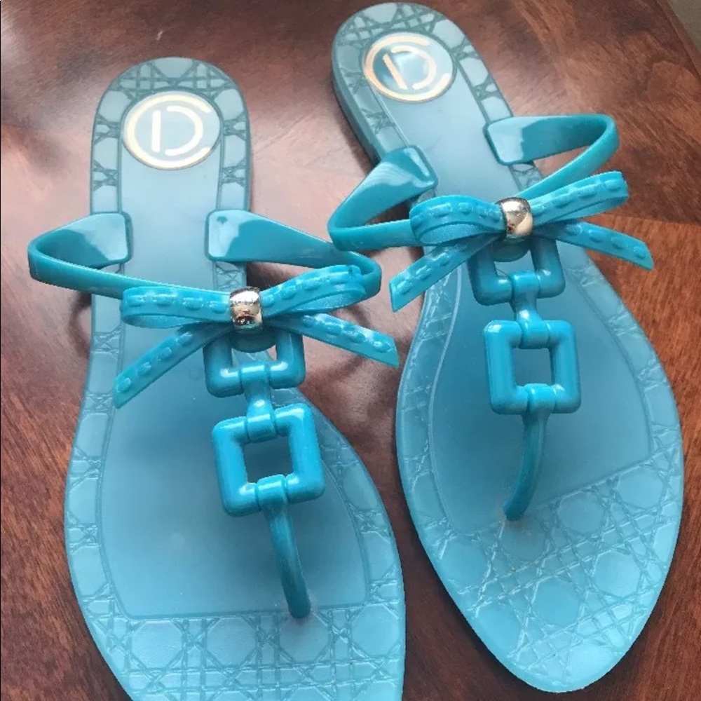 Christian Dior Teal Green flip flop Jelly size 39