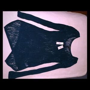 NWT-Express deep blue crochet long sleeve tunic LG