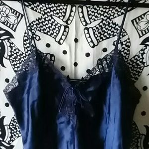 Blue satin-like tank