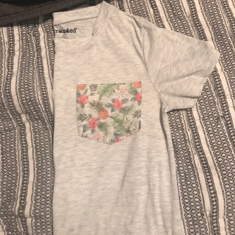 Stranded Tee with Printed Front Pocket