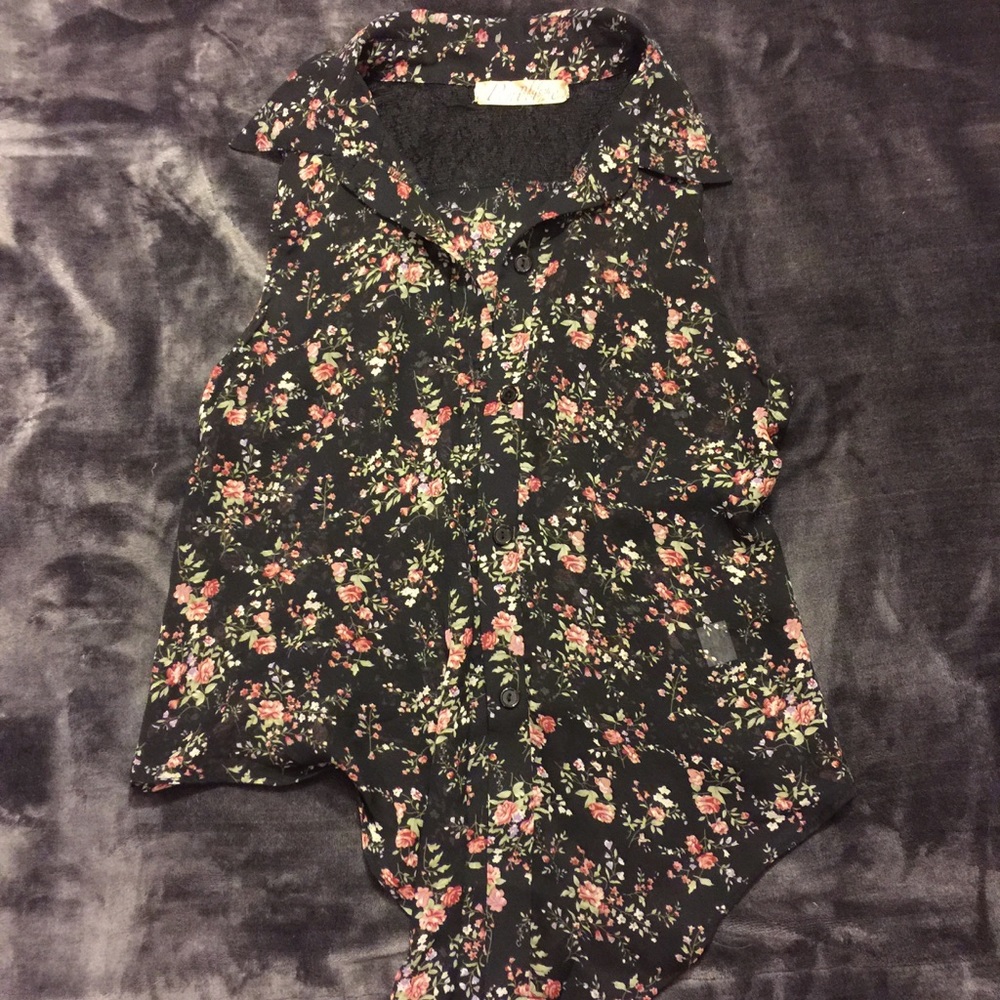 Floral button down top