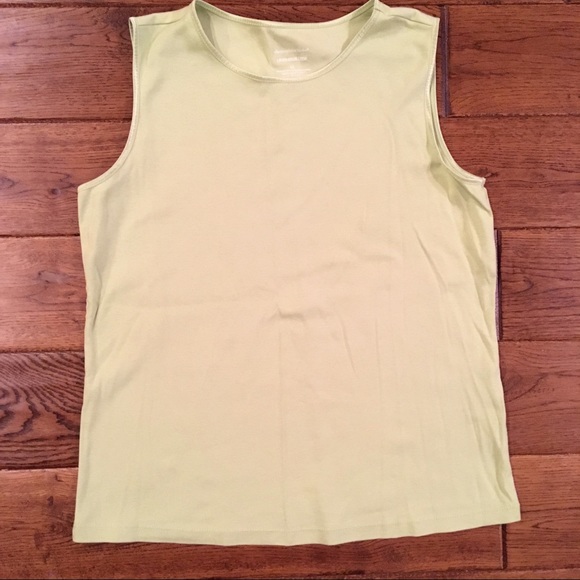 Christopher & Banks Satin Trim Essential Lime Tank - Picture 1 of 3