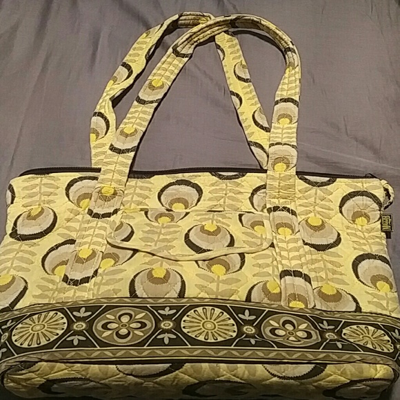 Maggi B Handbags - Quilted Yellow Maggi B Tote Purse, Lots of Pockets