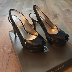Bebe Zahara Snake Heels.