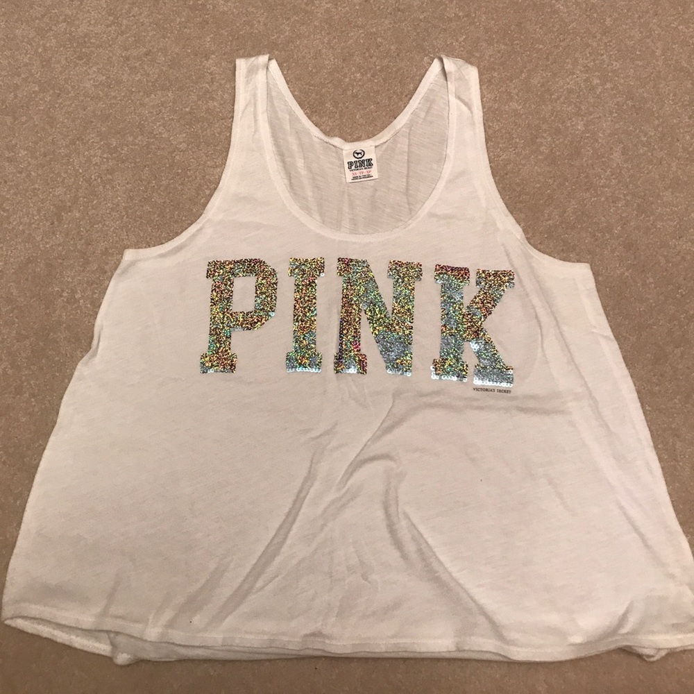 Pink tank. Size XS. Like new. White.