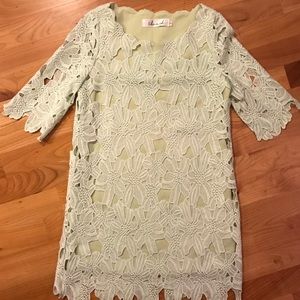 Mint Eyelet Lace Mini Dress