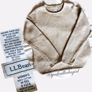 L.L. Bean 100% Cotton Heathered Tan Sweater