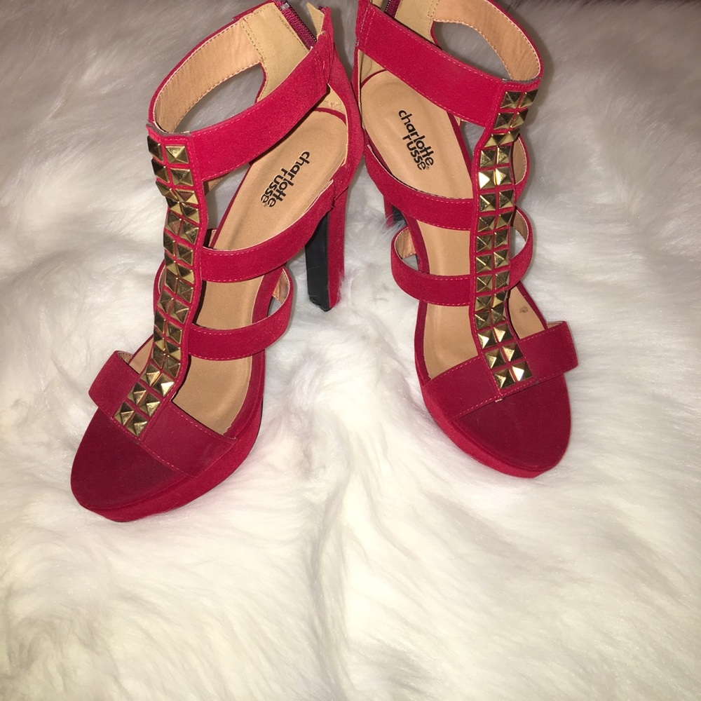 Charlotte Russe Red Caged Studded Heels