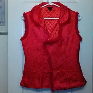 Orange red oriental button up tank top