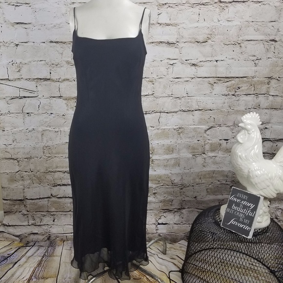 black slinky midi dress