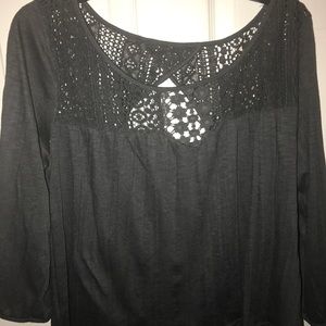 Lace top with criss cross back