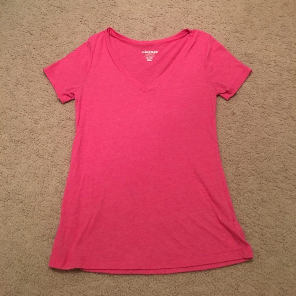 Pink v neck cotton t-shirt