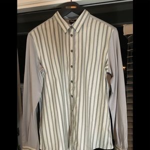 D&G cotton jersey button down cream/ gray