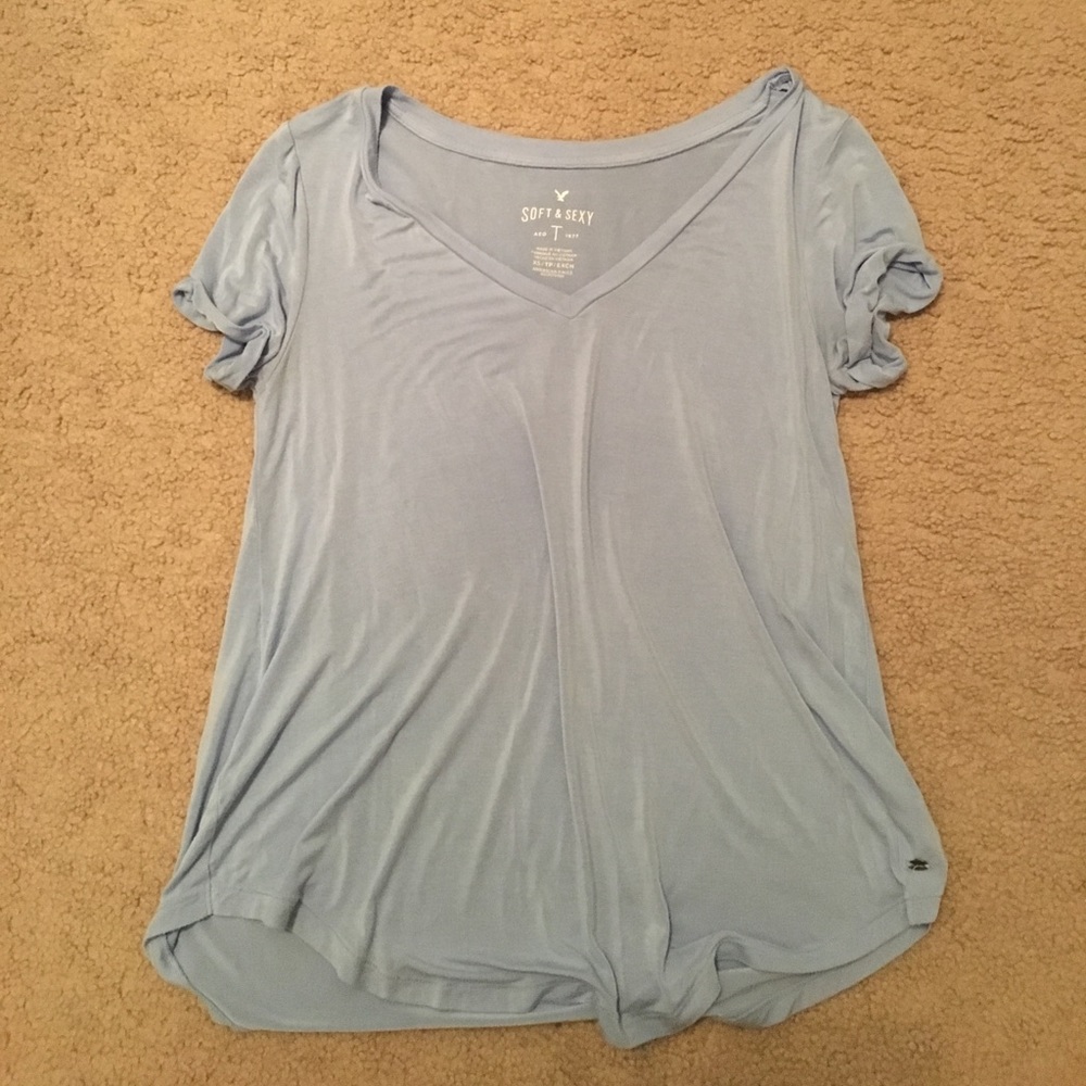 Light blue v neck t-shirt