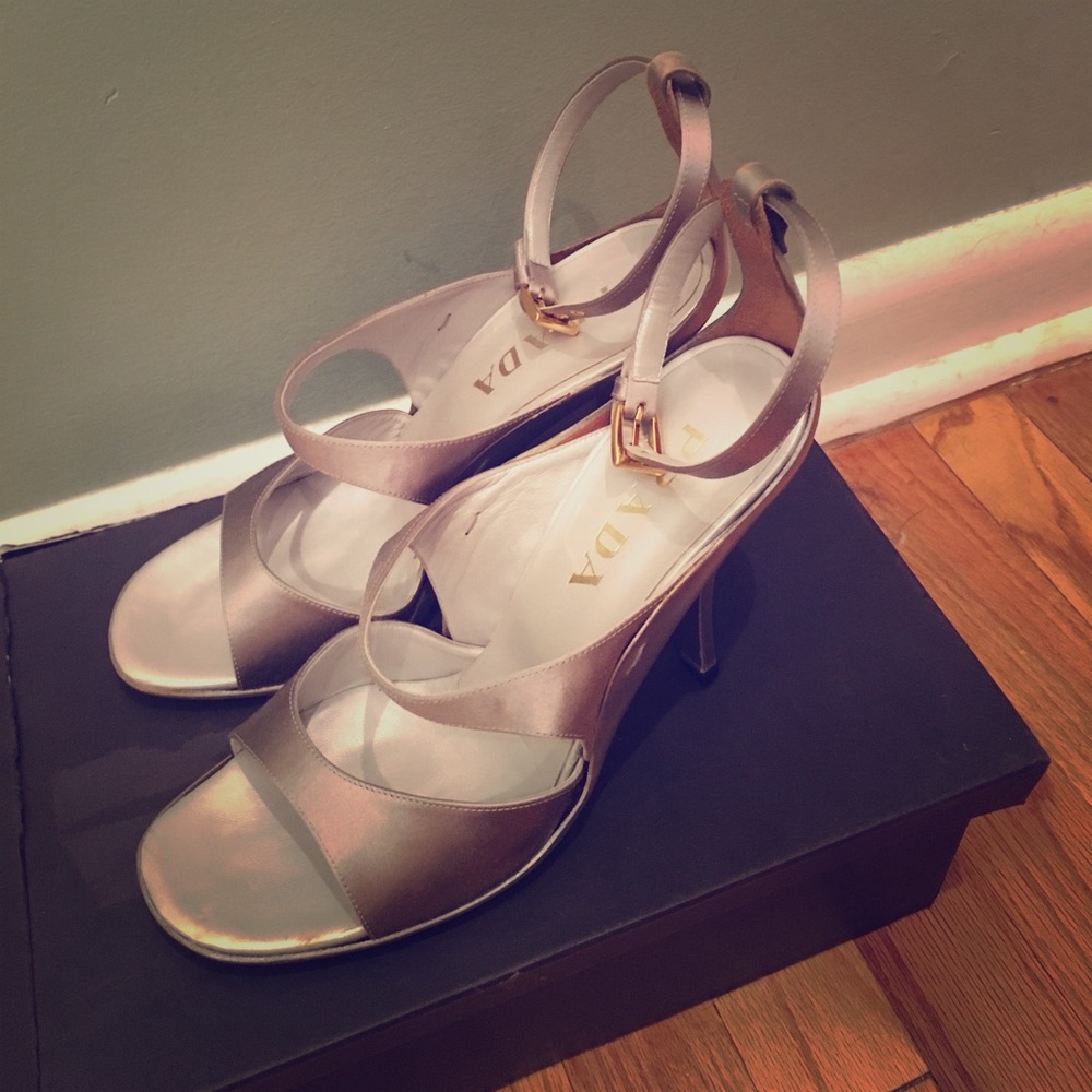 Prada Silver Strap Sandals
