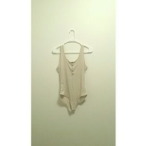 [FOREVER 21] Ribbed Henley Bodysuit (tan)