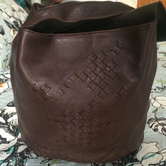 Bottega Veneta Handbags - Bottega Veneta Chocolate Leather Woven Hobo Bag