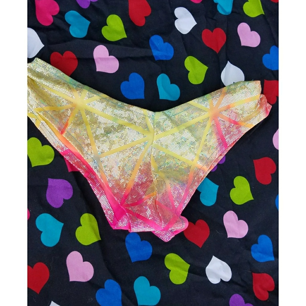 Rainbow holographic scrunch butt booty rave shorts