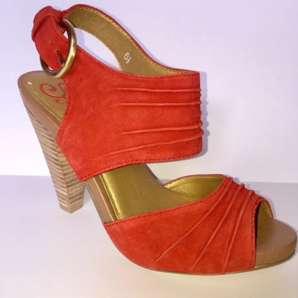 Seychelles red suede high heel sandal