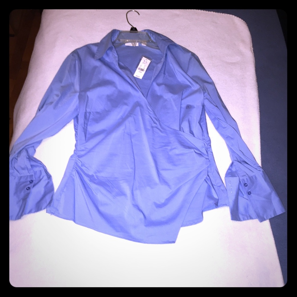 NWT NY&CO stretch crossover runched dress top LG