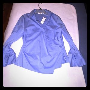 NWT NY&CO stretch crossover runched dress top LG