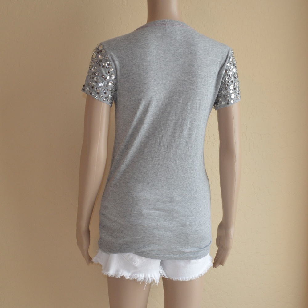 VS Pink "Shut Up & Kiss Me Pink" Bling Gray Tee - Picture 5 of 7