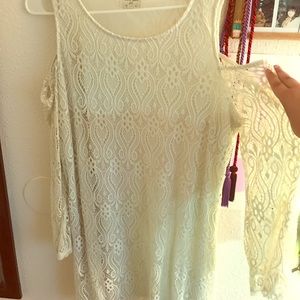 Off white Cold Shoulder Lace Dress