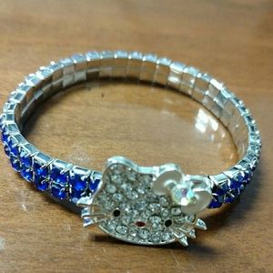 Jeweled Hello Kitty bracelet w/ blue jeweled band