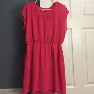 Hot pink cap sleeve dress with pockets!!