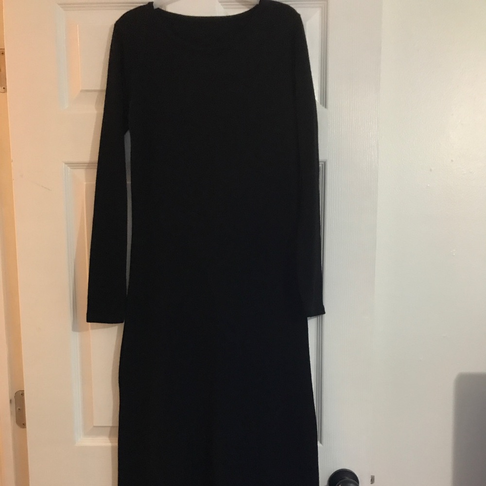Small Strech Maxi Long Sleeve Dress Black