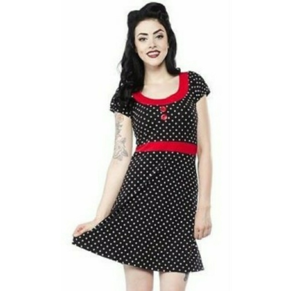 **SOLD** Sourpuss Polka Dot Dress - Picture 1 of 6