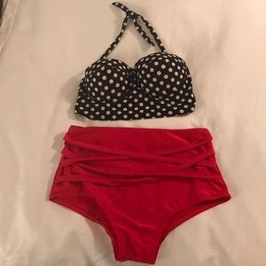 Retro style high waist bikini swim suit
