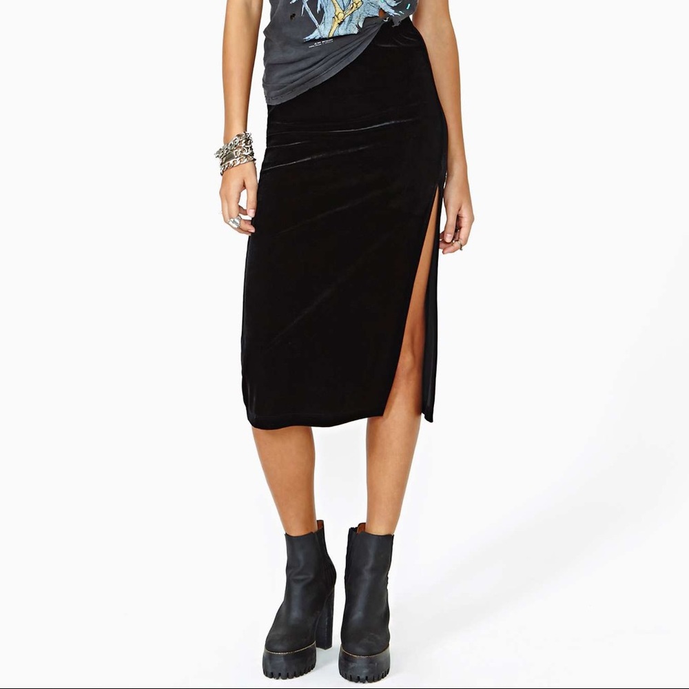 Nasty Gal Velvet Midi Skirt