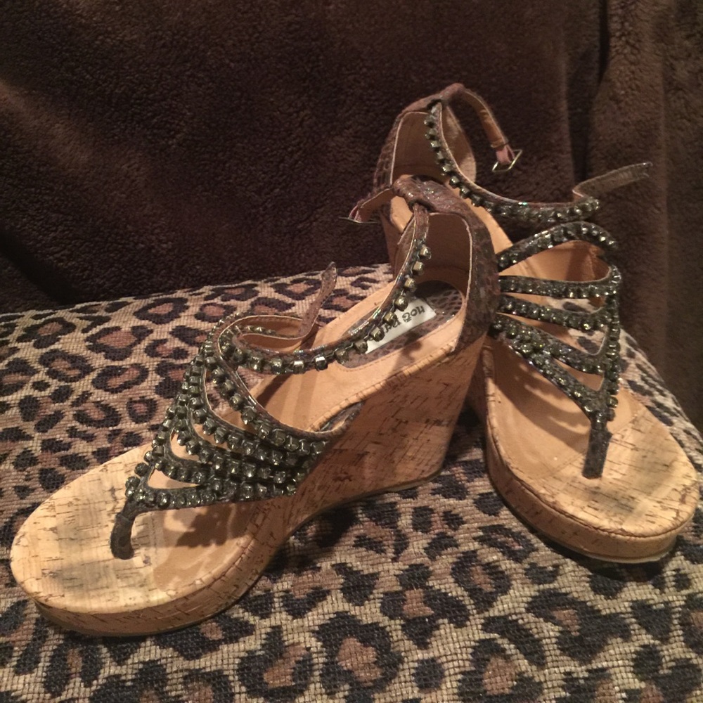 Not Rated Bronze Rhinestone Wedge