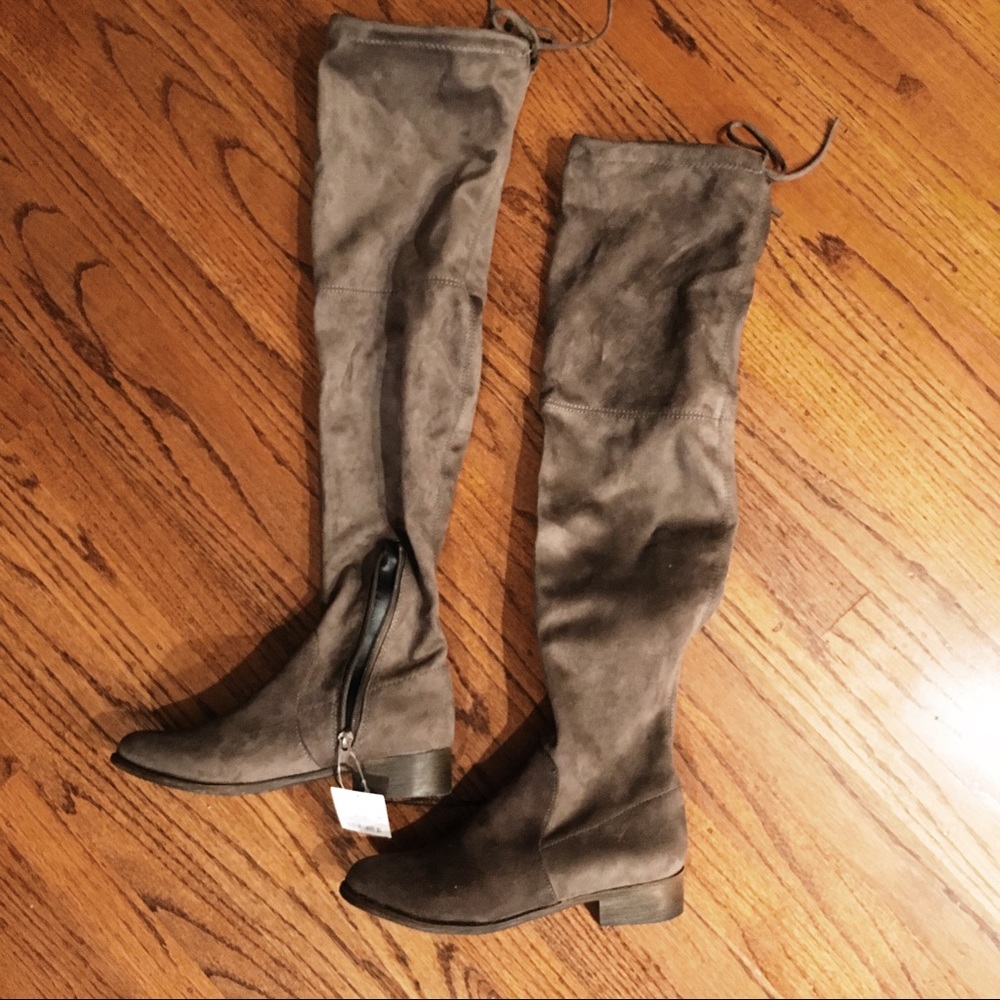 Taupe over the knee boots