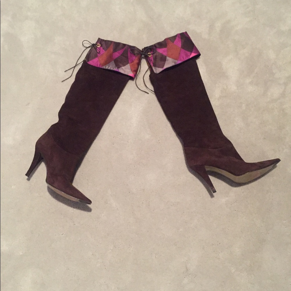 EMILIO PUCCI satin-lined tall suede boots