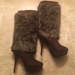 4 inches Heel Fur Boots.